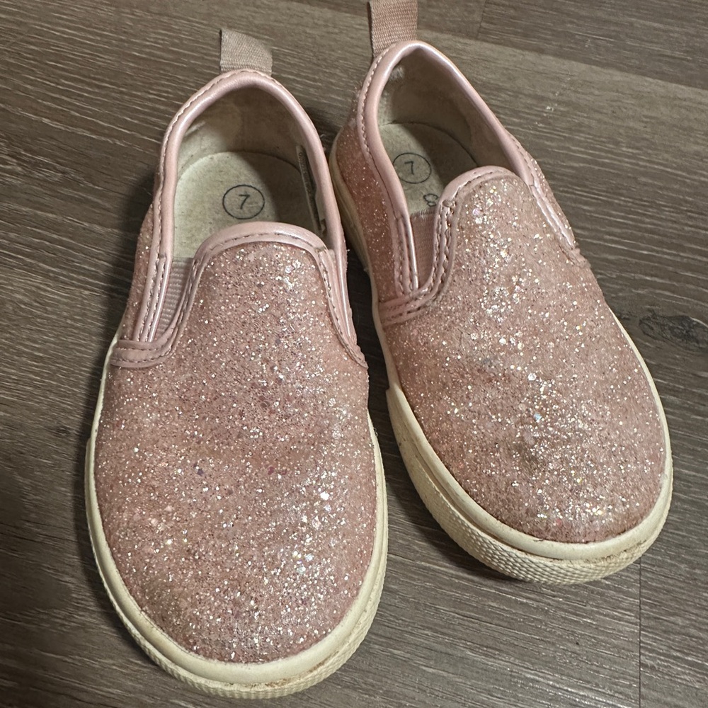 Sparkly Pink Kids Slip-On Shoes